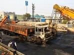 At least 13 people were charred to death and 41 others sustained burn injuries in the Jaipur accident. At least 13 people were charred to death and 41 others sustained burn injuries in the Jaipur accident.