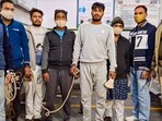 Sambhal: Police personnel with the accused arrested in connection with the November 24 violence that left four people dead. Sambhal: Police personnel with the accused arrested in connection with the November 24 violence that left four people dead.