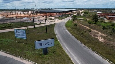 A drone view of BYD's new electric vehicle (EV) factory's construction site in Camacari, Brazil. (File image) (REUTERS)