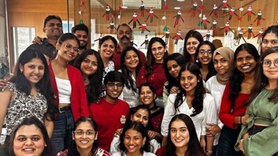 Shloka Mehta seen with ConnectFor colleagues at a Christmas celebration (Instagram/@connectfor.cf) Shloka Mehta seen with ConnectFor colleagues at a Christmas celebration (Instagram/@connectfor.cf)