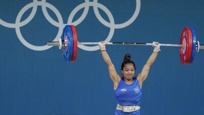 India's Mirabai Chanu competes at the women's 49kg in Paris Olympics. (PTI) India's Mirabai Chanu competes at the women's 49kg in Paris Olympics. (PTI)