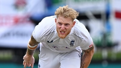 England captain Ben Stokes grabs at his leg while bowling during play on day three of the third cricket against New Zealand (AP) England captain Ben Stokes grabs at his leg while bowling during play on day three of the third cricket against New Zealand (AP)