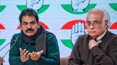 Congress leaders KC Venugopal and Jairam Ramesh during a press conference. (PTI) Congress leaders KC Venugopal and Jairam Ramesh during a press conference. (PTI)