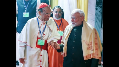 Prime Minister Narendra Modi attend the Christmas celebrations hosted by the Catholic Bishops' Conference of India, on the CBCI Centre premises in New Delhi on Monday. (ANI) Prime Minister Narendra Modi attend the Christmas celebrations hosted by the Catholic Bishops' Conference of India, on the CBCI Centre premises in New Delhi on Monday. (ANI)