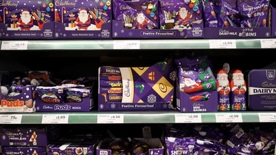 Cadbury's Christmas-related chocolates are seen on display inside a Sainsbury's supermarket in Cobham, Britain. (File image) (REUTERS)