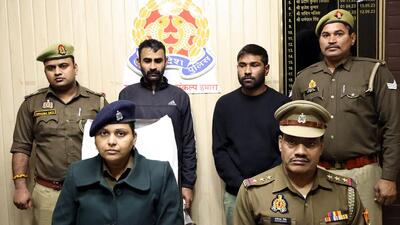 The four suspects allegedly in connivance with Pavitra Tyagi, 32, a homemaker, stole her husband Nitin Tyagi’s car from outside a banquet hall in Morti, Ghaziabad. (Sakib Ali/HT Photo)