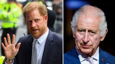 Prince Harry urged to ‘extend olive branch’ to King Charles amid concerns for Archie and Lilibet's safety in UK (REUTERS/Hannah McKay/File Photo, Ludovic Marin, Pool via AP, File)