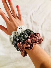 home-made scrunchies with leftover fabric. home-made scrunchies with leftover fabric.