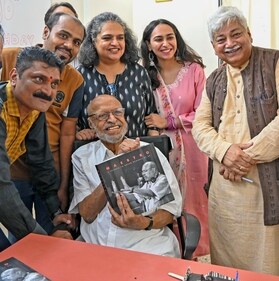 Atul Tiwari with Shyam Benegal as he released his book Maestro - A Tribute to Shyam Benegal at 90 on his last birthday, December 14 Atul Tiwari with Shyam Benegal as he released his book Maestro - A Tribute to Shyam Benegal at 90 on his last birthday, December 14