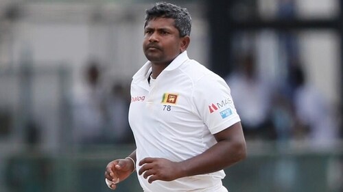 Sri Lanka's Rangana Herath celebrates after taking the wicket of South Africa's Quinton de Kock. (REUTERS) Sri Lanka's Rangana Herath celebrates after taking the wicket of South Africa's Quinton de Kock. (REUTERS)