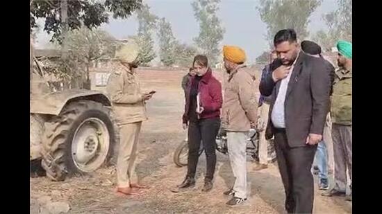 Police investigating the attack on an outpost in Gurdaspur district on December 18. (Sourced)