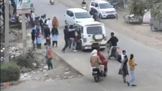 Police sad the abduction was captured in a CCTV installed in Deeg district’s Pahari area (Videograb)