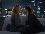 A still from the rooftop scene featuring Blake Lively and Justin Baldoni in It Ends With Us.