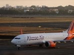 An Akasa Air passenger aircraft taxis on the tarmac at Chhatrapati Shivaji International Airport in Mumbai, India, May 2, 2023