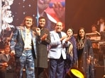 (L-R) Sonu Nigam, Rabbani Mustafa Khan, Shahid Rafi, Firdaus Rafi and Namrata Gupta Khan at Sau Saal Pehle, the Mohammed Rafi 100th birth anniversary tribute show  