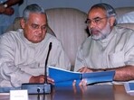 PM Modi (R) with former prime minister of India and BJP stalwart Atal Bihari Vajpayee.
