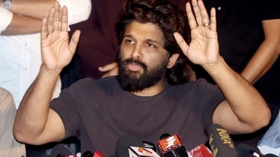 Actor Allu Arjun addresses a press conference after Telangana CM Revanth Reddy's comment on Pushpa-2 stampede incident. (ANI)