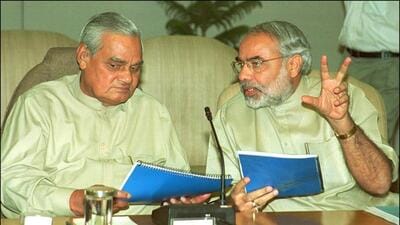Former prime minister AB Vajpayee with Narendra Modi. (HT File Photo) Former prime minister AB Vajpayee with Narendra Modi. (HT File Photo)