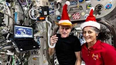 NASA shared a picture of veteran astronauts Sunita Williams and Don Pettit wearing Santa hats. (X/NASA_Johnson) NASA shared a picture of veteran astronauts Sunita Williams and Don Pettit wearing Santa hats. (X/NASA_Johnson)