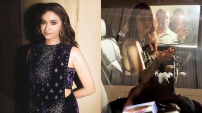 Keerthy Suresh was getting into her car when her team called out a paparazzo. Keerthy Suresh was getting into her car when her team called out a paparazzo.