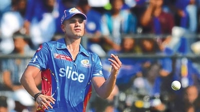 Arjun Tendulkar at the Wankhede Stadium in Mumbai (HT_PRINT) Arjun Tendulkar at the Wankhede Stadium in Mumbai (HT_PRINT)