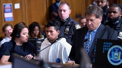 Sebastian Zapeta-Calil, in white, appears at an arraignment hearing in New York on Tuesday, December 24. Curtis Means/Pool via AP Sebastian Zapeta-Calil, in white, appears at an arraignment hearing in New York on Tuesday, December 24. Curtis Means/Pool via AP