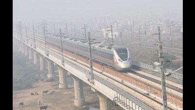 Namo Bharat trains run at a speed of 180kmph covering a total distance of 100km in about one hour. (HT PHOTO) Namo Bharat trains run at a speed of 180kmph covering a total distance of 100km in about one hour. (HT PHOTO)