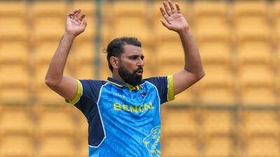 Bengaluru: Bengal's Mohammed Shami reacts after bowling a delivery during the first quarter-final cricket match of the Syed Mushtaq Ali Trophy (PTI) Bengaluru: Bengal's Mohammed Shami reacts after bowling a delivery during the first quarter-final cricket match of the Syed Mushtaq Ali Trophy (PTI)