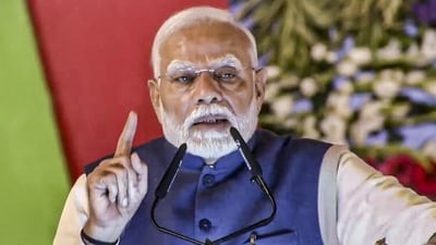 Prime Minister Narendra Modi during the foundation stone laying of Ken-Betwa River Link Project, in Khajuraho in Madhya Pradesh on Wednesday. (PTI) Prime Minister Narendra Modi during the foundation stone laying of Ken-Betwa River Link Project, in Khajuraho in Madhya Pradesh on Wednesday. (PTI)