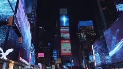 The viral billboard display in Times Square, celebrating Christmas. (@JackPosobiec/X) The viral billboard display in Times Square, celebrating Christmas. (@JackPosobiec/X)