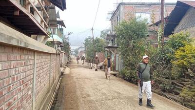 Security personnel patrol in a sensitive area of Manipur. (PTI)