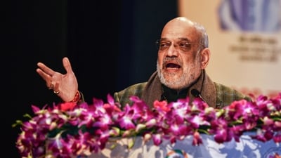 Union home minister Amit Shah addresses the gathering during the inauguration of over 10,000 newly established Multipurpose Primary Agricultural Cooperative Societies (M-PACSs), Dairy and Fisheries Cooperatives, at the ICAR Convention Centre, Pusa, in New Delhi. (ANI PHOTO) Union home minister Amit Shah addresses the gathering during the inauguration of over 10,000 newly established Multipurpose Primary Agricultural Cooperative Societies (M-PACSs), Dairy and Fisheries Cooperatives, at the ICAR Convention Centre, Pusa, in New Delhi. (ANI PHOTO)
