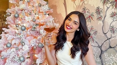 Manushi Chillar shared a picture from her Christmas celebrations at home. Manushi Chillar shared a picture from her Christmas celebrations at home.
