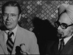 Robert McNamara, later President of the World Bank, is seen here with Dr. Manmohan Singh upon his arrival at Palam Airport, New Delhi, on March 21, 1981. (HT Photo)