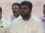 Tamil Nadu BJP chief K Annamalai addresses a press conference in Chennai. Tamil Nadu BJP chief K Annamalai addresses a press conference in Chennai.