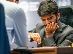 D Gukesh in action. D Gukesh in action.