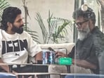 Telugu film director Sukumar meets actor Allu Arjun after the latter was released from jail in Hyderabad on December 14, 2024. 