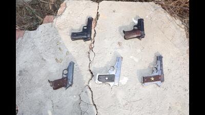 A key aide of Jaggu Bhagwanpuria gang has been arrested following an encounter on Thursday afternoon and arms were seized from him. (HT Photo) A key aide of Jaggu Bhagwanpuria gang has been arrested following an encounter on Thursday afternoon and arms were seized from him. (HT Photo)