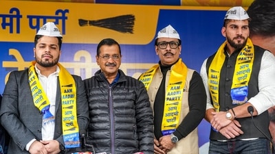 AAP National Convener Arvind Kejriwal with Akshay Dilawari, Tilak Raj, and Rohit Dalal, who are associated with the field of sports and fitness, as they join the party, in New Delhi, Thursday. (PTI) AAP National Convener Arvind Kejriwal with Akshay Dilawari, Tilak Raj, and Rohit Dalal, who are associated with the field of sports and fitness, as they join the party, in New Delhi, Thursday. (PTI)