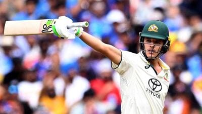 Australia’s Sam Konstas celebrates his half century on Day 1 of the fourth Test at the MCG. (REUTERS)