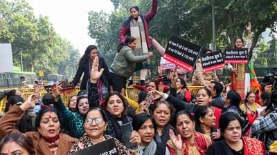 BJP Mahila Morcha members protest outside Arvind Kejriwal's residence on Thursday. (HT Archive) BJP Mahila Morcha members protest outside Arvind Kejriwal's residence on Thursday. (HT Archive)