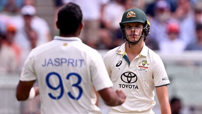Australian batsman Sam Konstas (R) looks at India's Jasprit Bumrah (L) on the first day of the fourth Test (AFP) Australian batsman Sam Konstas (R) looks at India's Jasprit Bumrah (L) on the first day of the fourth Test (AFP)