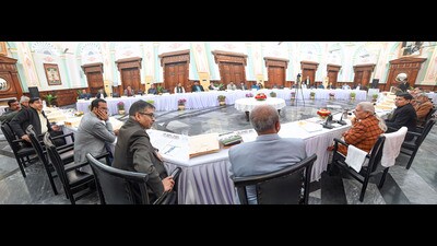 Governor Anandiben Patel addressing media persons at Raj Bhawan in Lucknow on Thursday. (Sourced) Governor Anandiben Patel addressing media persons at Raj Bhawan in Lucknow on Thursday. (Sourced)