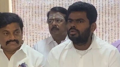 Tamil Nadu BJP chief K Annamalai addresses a press conference in Chennai. Tamil Nadu BJP chief K Annamalai addresses a press conference in Chennai.