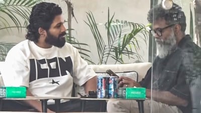 Telugu film director Sukumar meets actor Allu Arjun after the latter was released from jail in Hyderabad on December 14, 2024. (PTI) Telugu film director Sukumar meets actor Allu Arjun after the latter was released from jail in Hyderabad on December 14, 2024. (PTI)