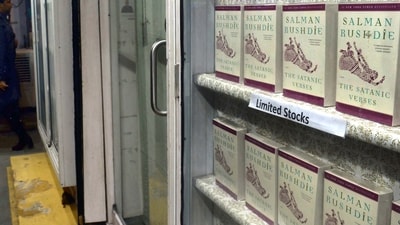 The Satanic Verses by Salman Rushdie book at Bahrisons book store Khan Market. (Hindustan Times) The Satanic Verses by Salman Rushdie book at Bahrisons book store Khan Market. (Hindustan Times)
