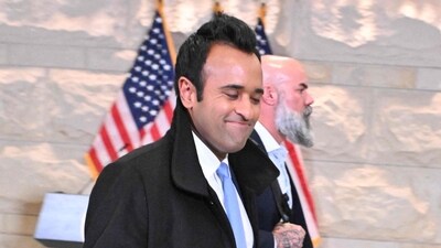 Businessman Vivek Ramaswamy (C) leaves the US Capitol on December 5, 2024 in Washington, DC, after a meeting with congressional lawmakers. (Photo by ROBERTO SCHMIDT / AFP) (AFP) Businessman Vivek Ramaswamy (C) leaves the US Capitol on December 5, 2024 in Washington, DC, after a meeting with congressional lawmakers. (Photo by ROBERTO SCHMIDT / AFP) (AFP)