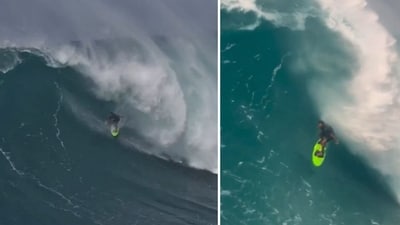 Surfer Ty Simpson-Kane  survives terrifying wipeout at Peahi Beach on Maui’s North Shore (tysimpsonkane/Instagram)