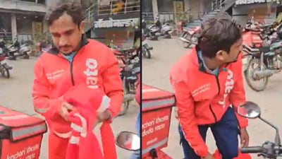 A Zomato delivery driver was made to remove his Santa Claus costume in Indore A Zomato delivery driver was made to remove his Santa Claus costume in Indore
