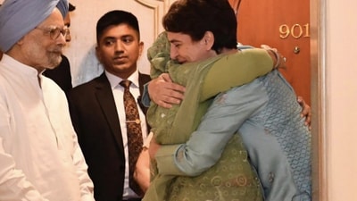 Priyanka Gandhi with former Prime Minister Manmohan Singh.
